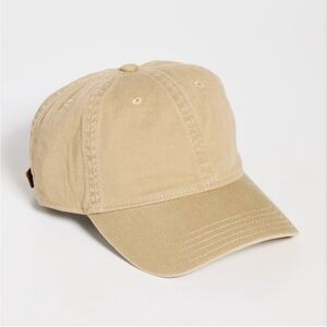 MWL Madewell The Cotton Baseball Hat Cap Tan Beige Leather Strap Casual Comfy OS